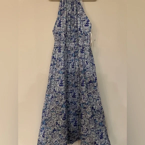Hyacinth House - Tuckernuck Blue White Halter Neck Midi Dress- Size XXL - NWT - Picture 8 of 13
